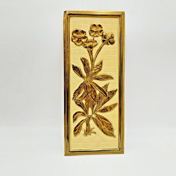 Elpec Brass Plaques-Floral Designs-14.75 In x 6.625 In. x4 Mid Century England - Picture 14 of 16